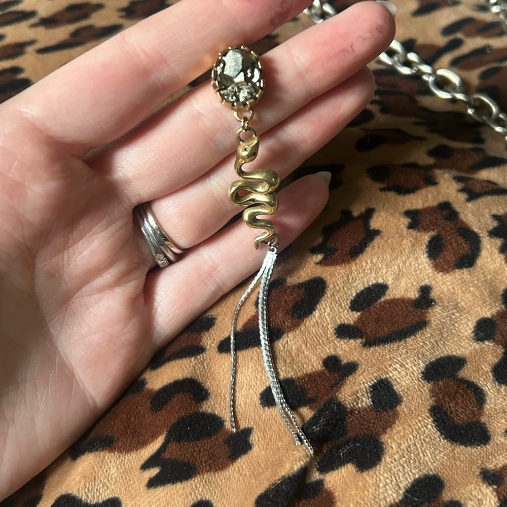 Pyrite Gold Snake Dangle Earrings